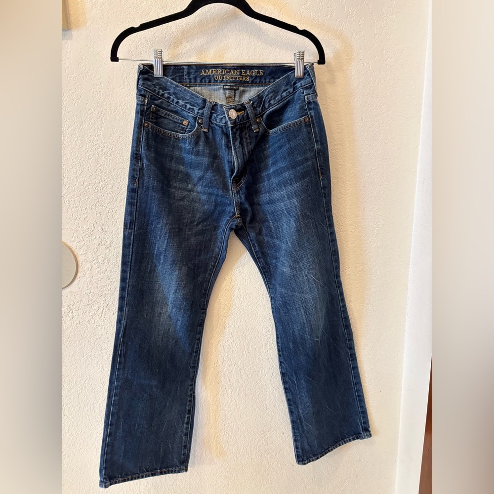 American Eagle Outfitters Men's Dark Blue Bootcut Jeans